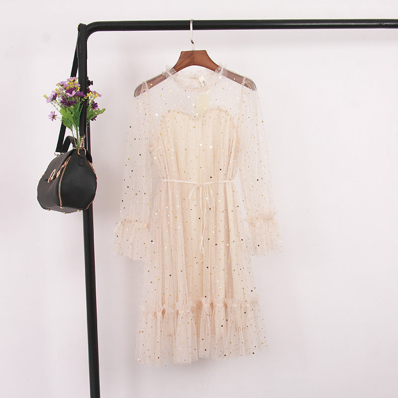 "4 COLORS FAIRY PAILLETTE LACE TULLE" DRESS K082301