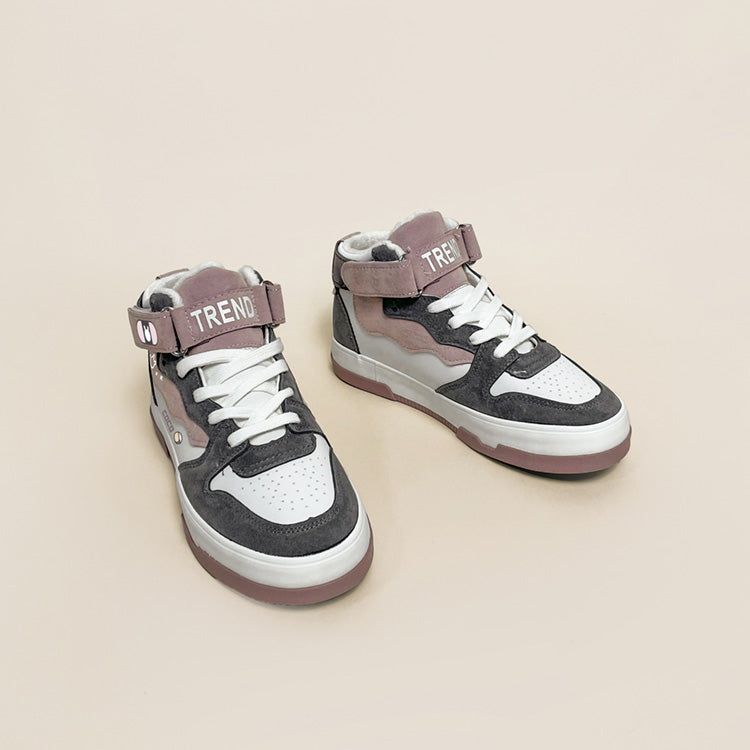 Cute pink warm plus velvet shoes girl student sports sneakers UB3533