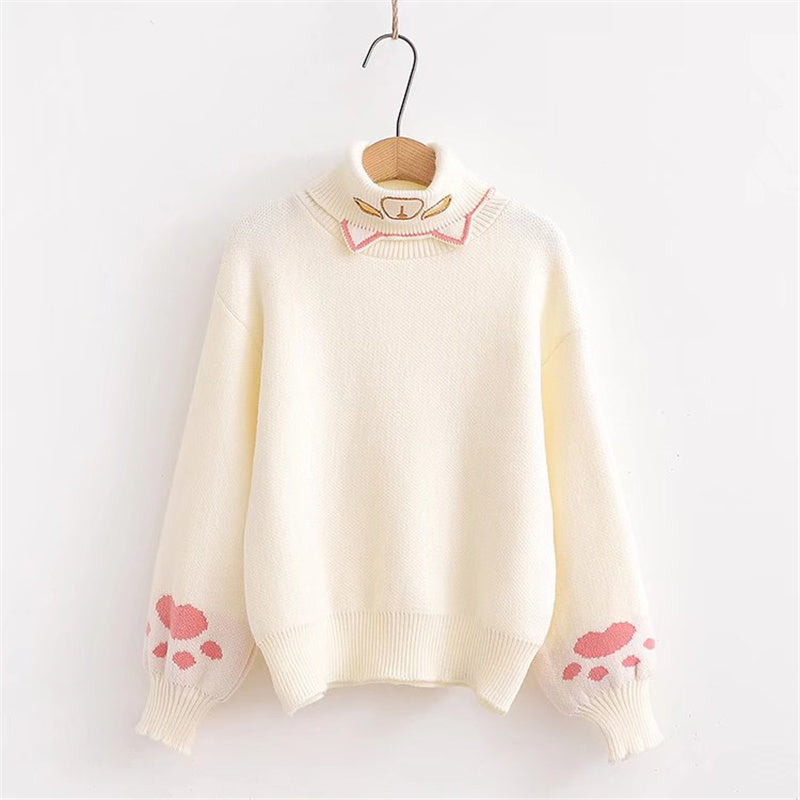 Embroidered Cartoon Turtleneck Sweater UB6185
