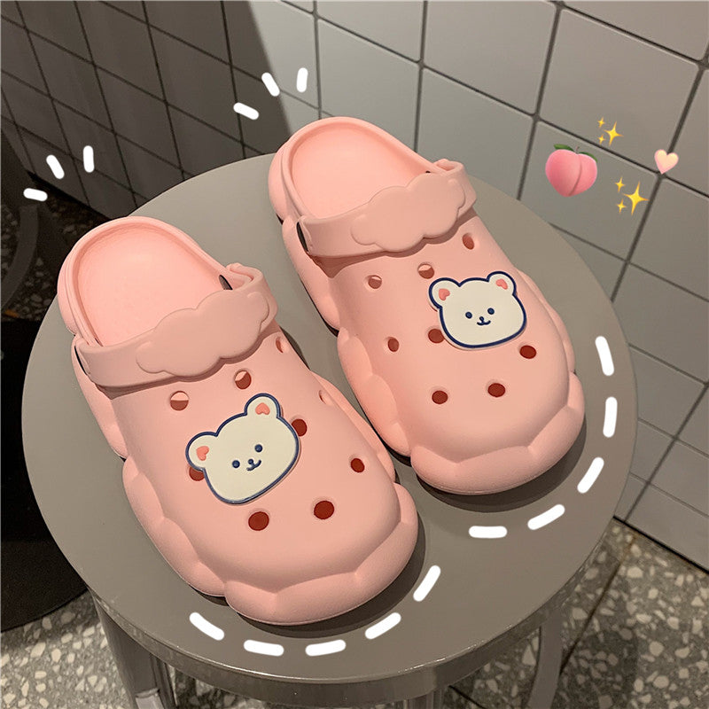 Cute Bear Cartoon Hole Shoes Slippers UB3252