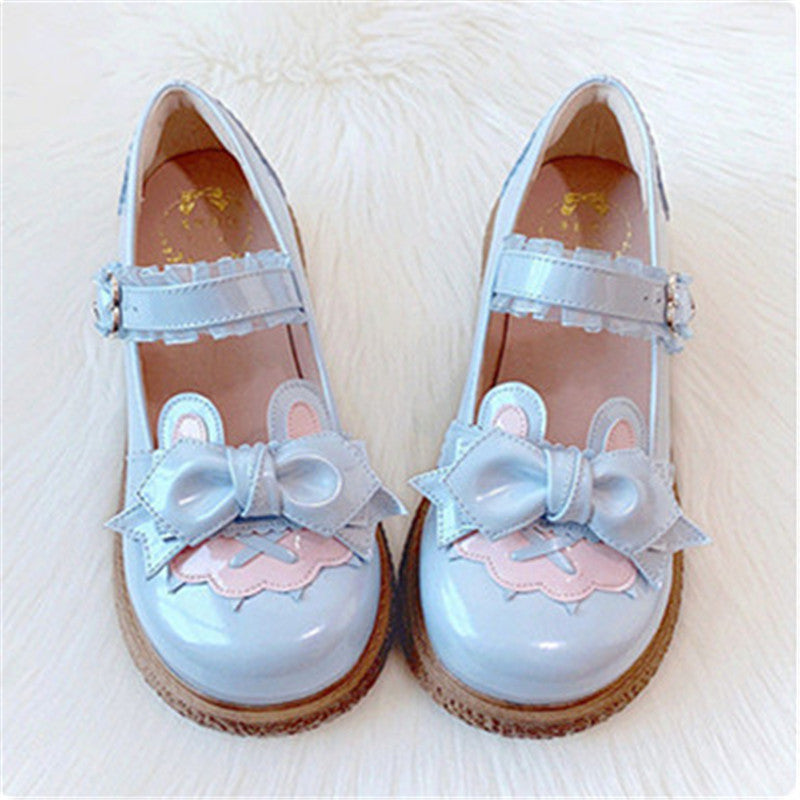 LOLITA CUTE BOW COLOR MATCHING LEATHER SHOES UB2632