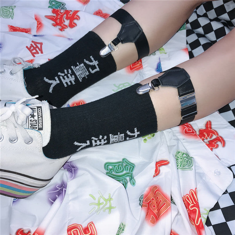 PUNK BLACK SOCK BUCKLE （NON-SLIP GARTER）K052508