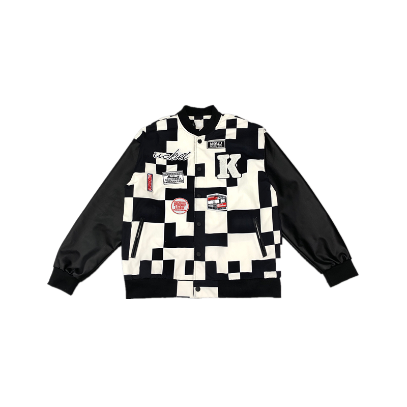 [@denitsa.vasileva] Retro black and white checkerboard jacket UB3449