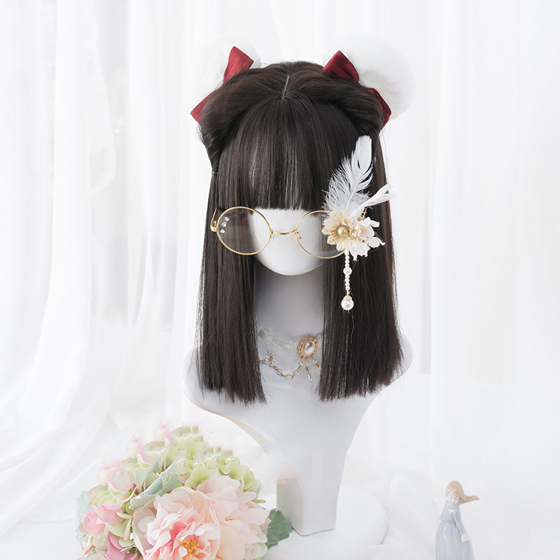" BLACK BROWN SHORT STRAIGHT HAIR " WIG H081303