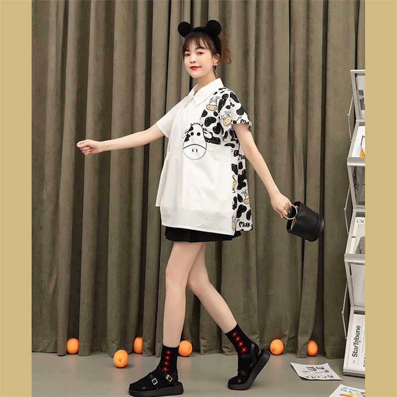 White Cow Irregular Shirt UB3219