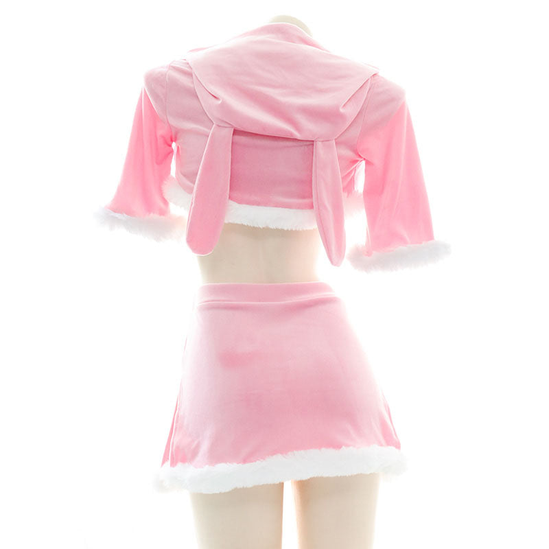 Pink Plush Hip Skirt Suit UB6182