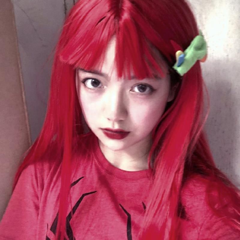[ @carrypingwin]"LOLITA MATTE RED LONG STRAIGHT" WIG Y040402