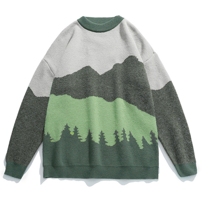 Harajuku Snow Mountain and Forest Knit Sweater UB3440