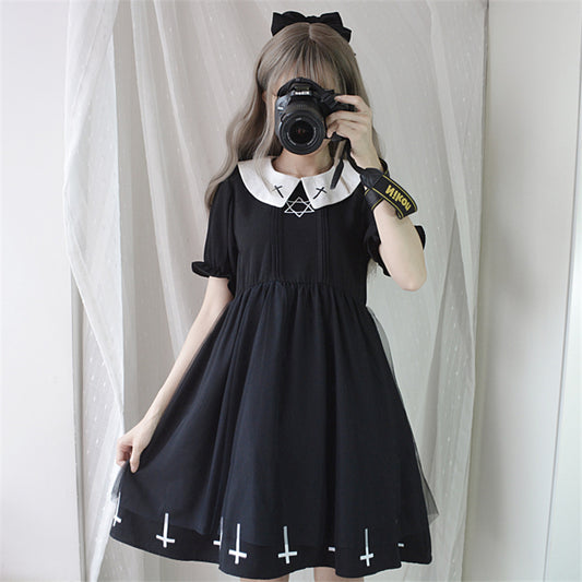 Japanese Soft Girl Cross Hexagram Dress UB6169
