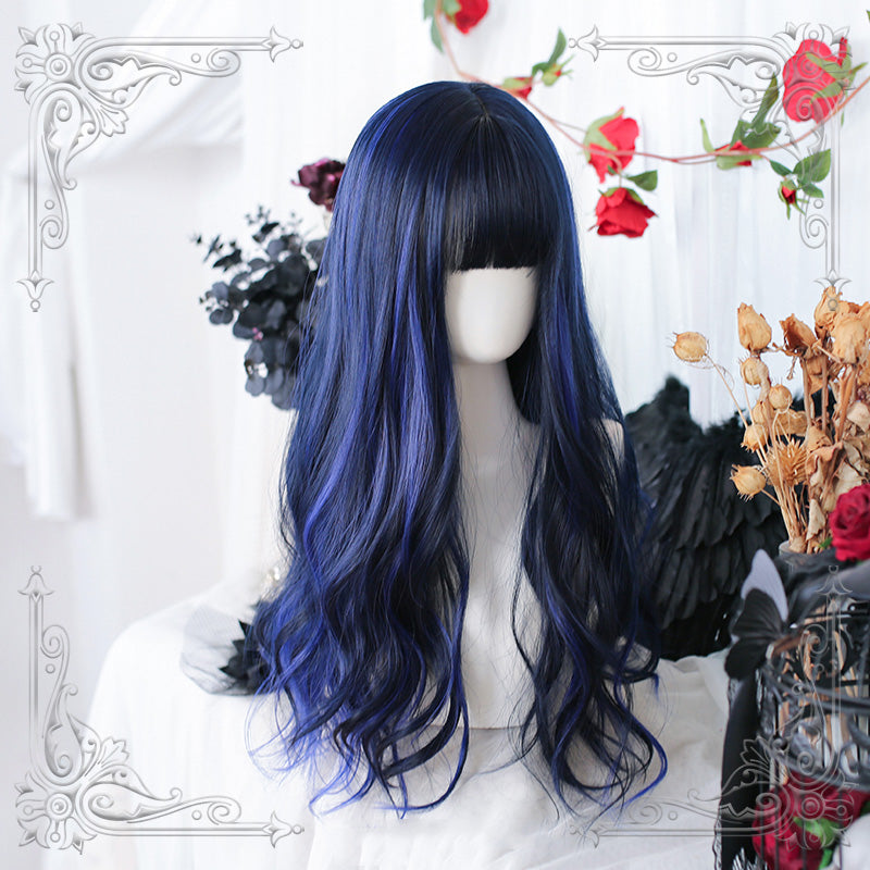 Galaxy Blue Big Wavy Long Curly Wig UB6250