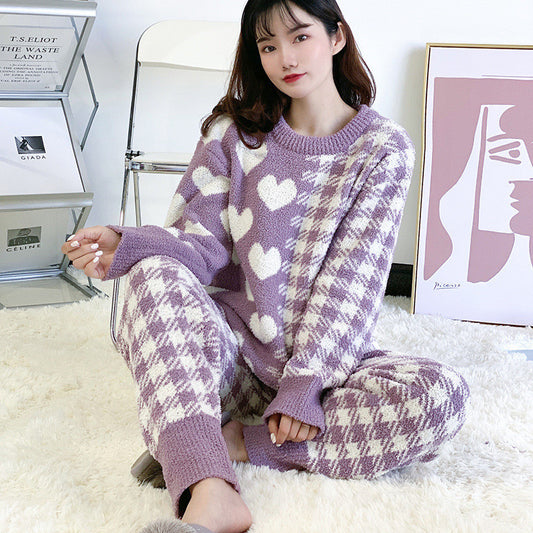 LOVE WOOLEN KNITTED HOME WEAR TWO PIECE PAJAMAS UB3205