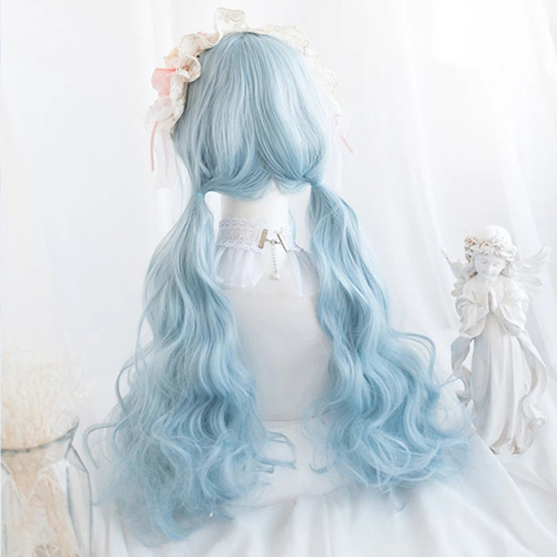 "BLUE LONG CURLY" WIG D041616