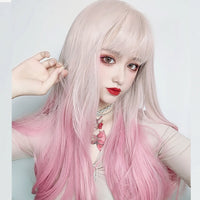 [@julianna.mur] Gradient Pink Long Straight Hair Wig H082012