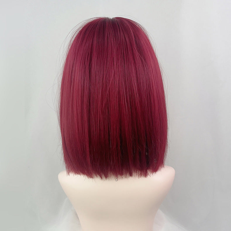 Wine Red Wig Short Straight Wig UB6125