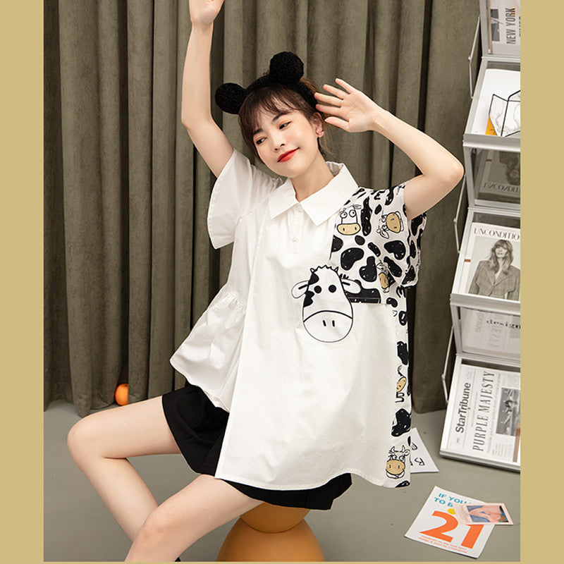 White Cow Irregular Shirt UB3219