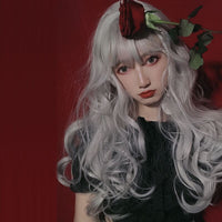 [@stylistagram.inspo] "SILVER LARGE WAVY" LONG CURLY HAIR WITH BANGS K081602REVIEW