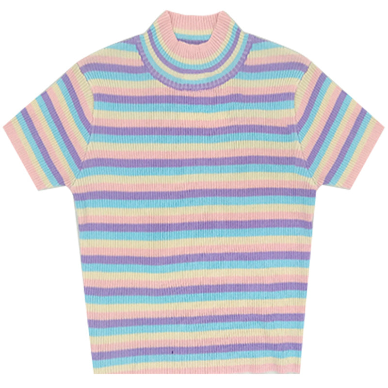 [@himecoser ] "PASTEL STRIPES" TEE K061501