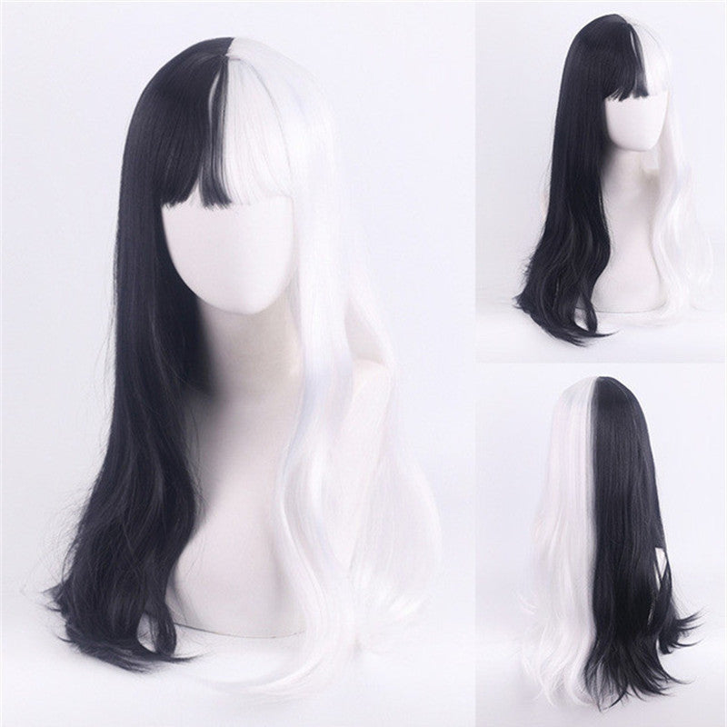 COSPLAY KUILA BLACK WHITE WITCH COLOR MATCHING WIG UB2643