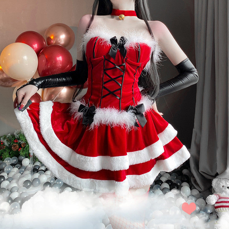 RED CATWOMAN DEVIL CHRISTMAS MAID OUTFIT UB3272