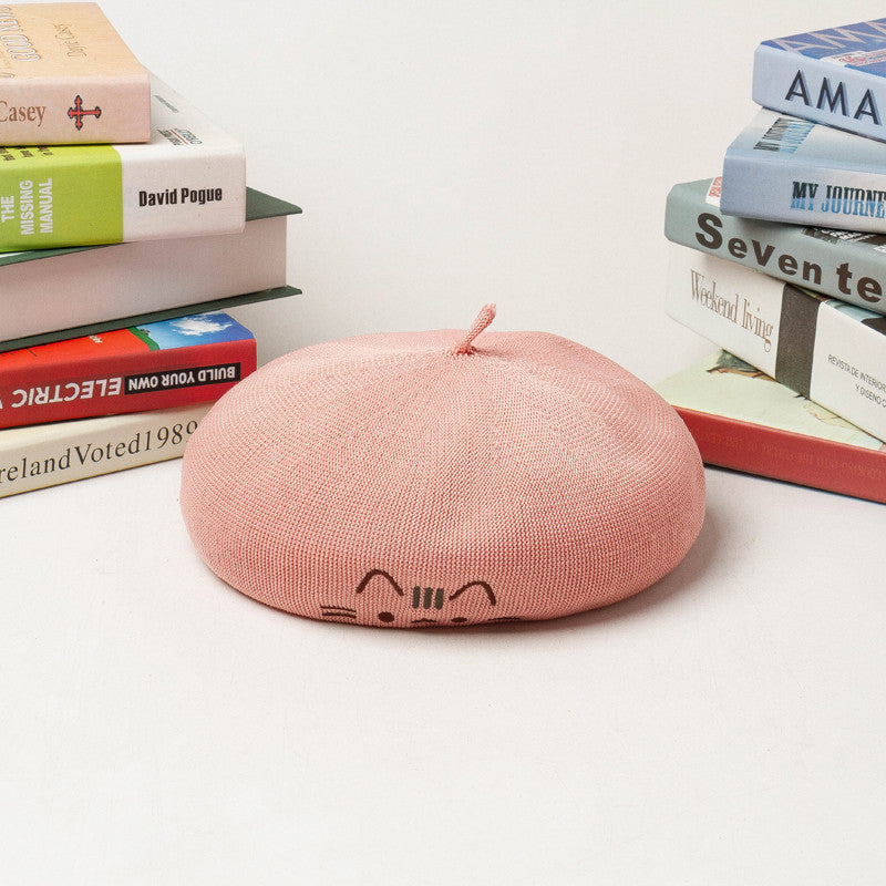 Cat Cute Embroidered Beret UB3246