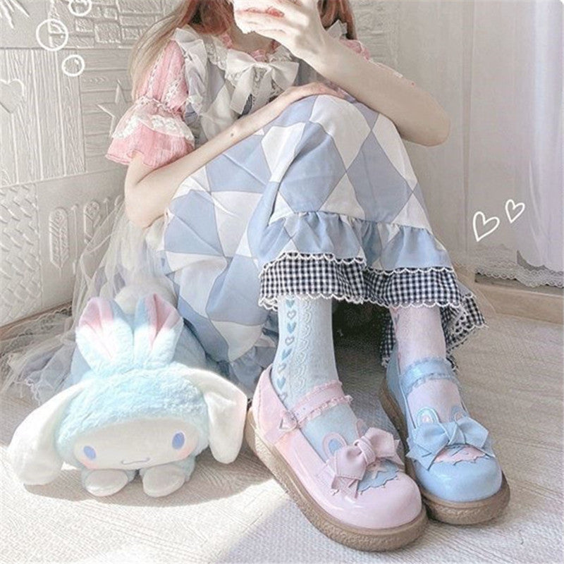 LOLITA CUTE BOW COLOR MATCHING LEATHER SHOES UB2632