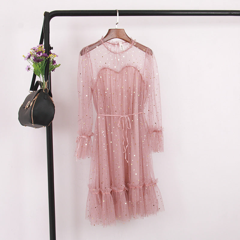 "4 COLORS FAIRY PAILLETTE LACE TULLE" DRESS K082301