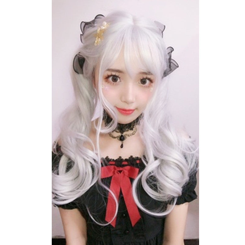 "SILVER LARGE WAVY" LONG CURLY HAIR WITH BANGS K081602