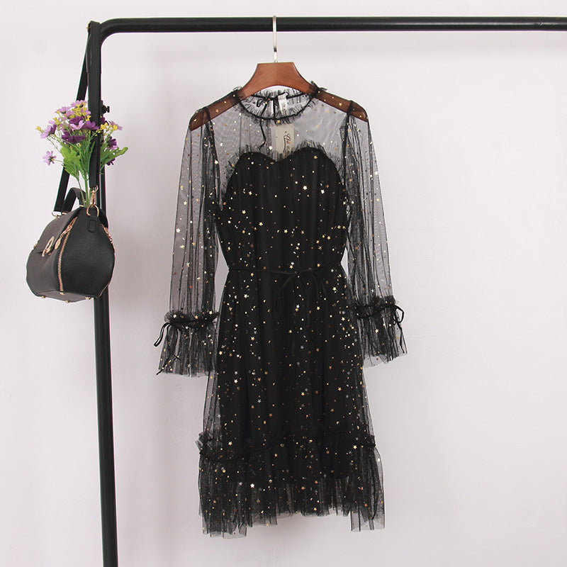 "4 COLORS FAIRY PAILLETTE LACE TULLE" DRESS K082301