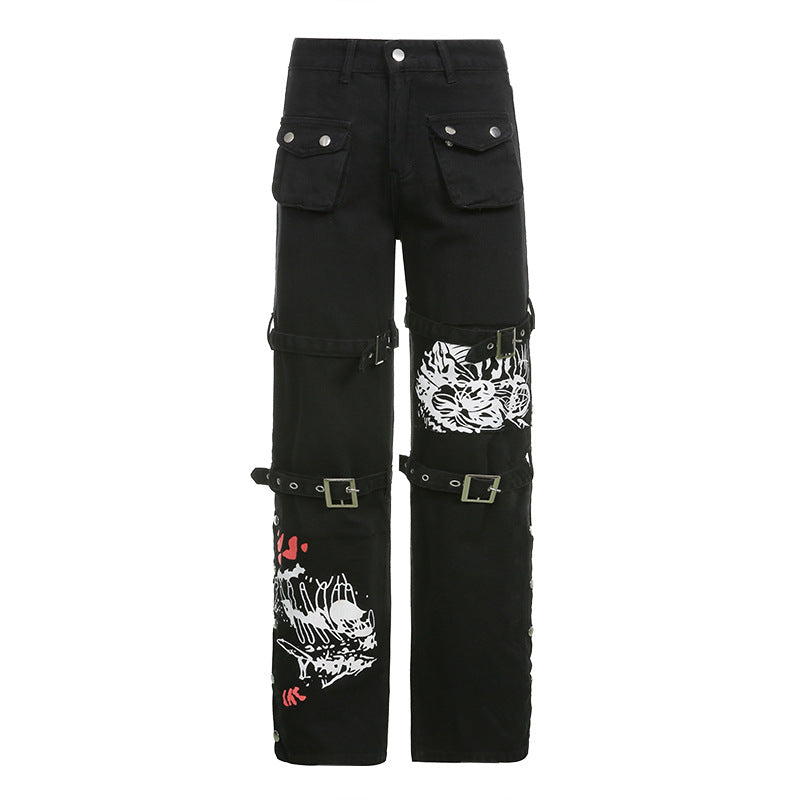 Printed Metal Button Trousers UB3464