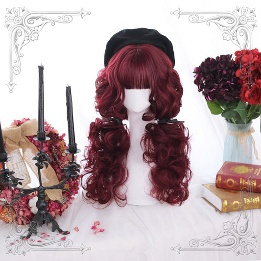 "LOLITA DARK RED" LONG CURLY WIG Y021622