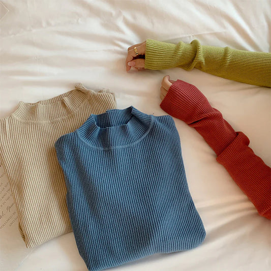 SOLID COLOR KNITTED SWEATER   UB96058