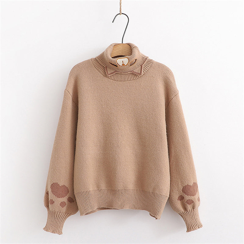 Embroidered Cartoon Turtleneck Sweater UB6185