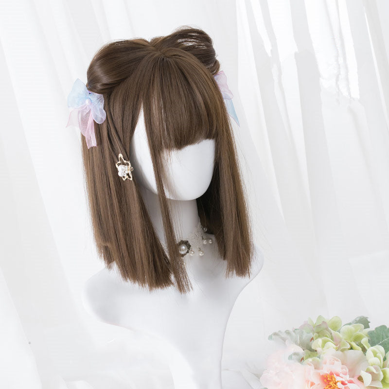 " BLACK BROWN SHORT STRAIGHT HAIR " WIG H081303