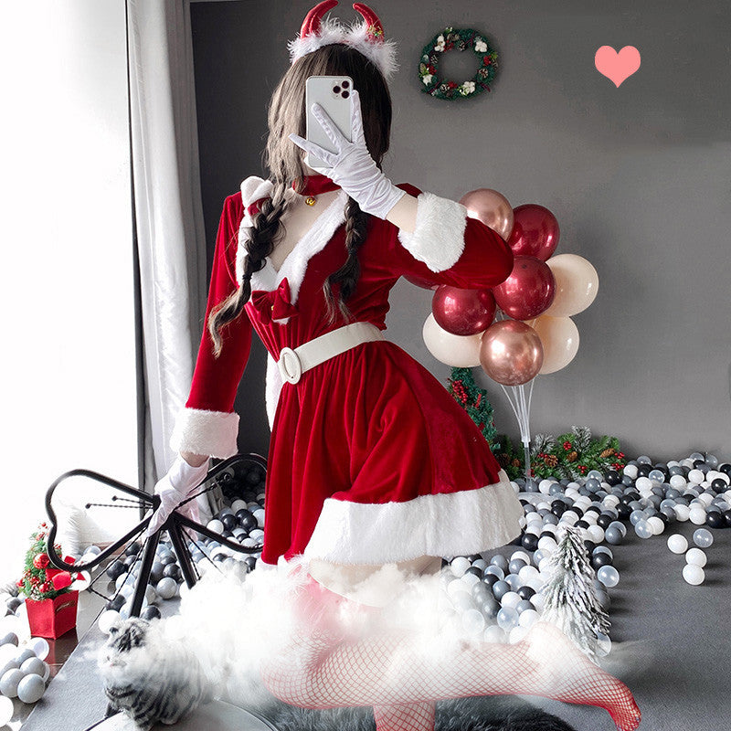 RED BUNNY GIRL CHRISTMAS MAID OUTFIT UB3268