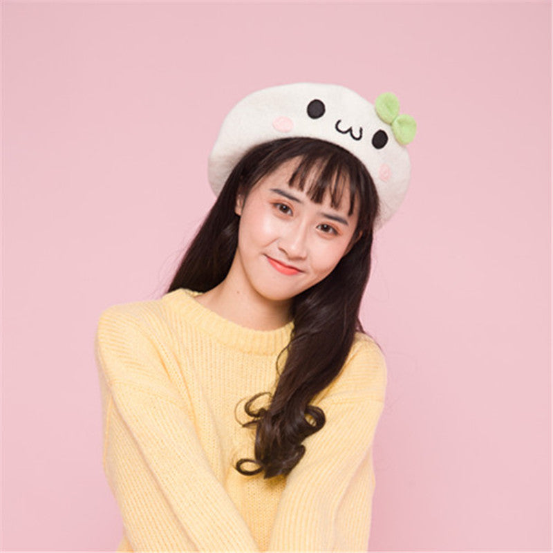 CUTE PANDA EMOJI WOOL BERET UB3419