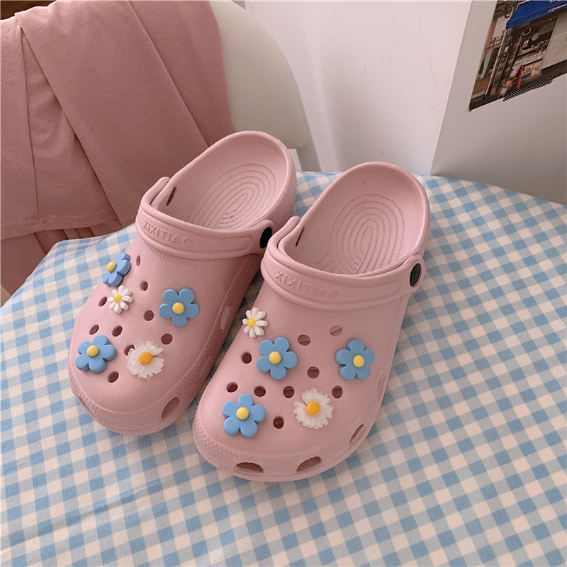 Lovely Flower Girl Heart Hole Shoes Slippers UB3250