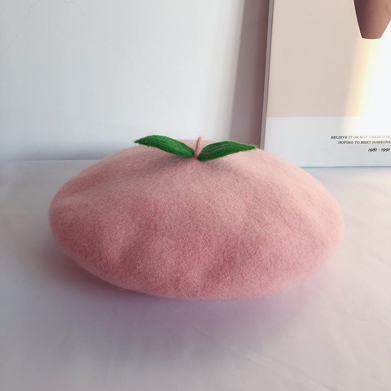 HANDMADE WOOL PEACH LEAF BERET UB3189