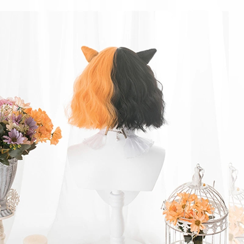 "HALF BLACK HALF ORANGE" WIG D041523