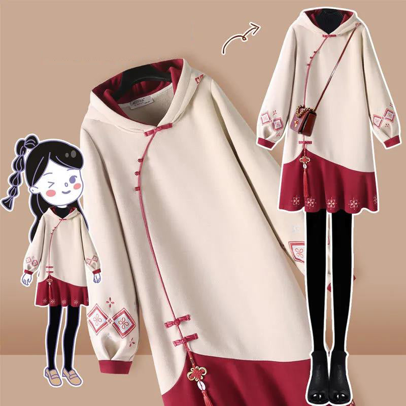 HANFU CHEONGSAM EMBROIDERED HOODIE UB3298