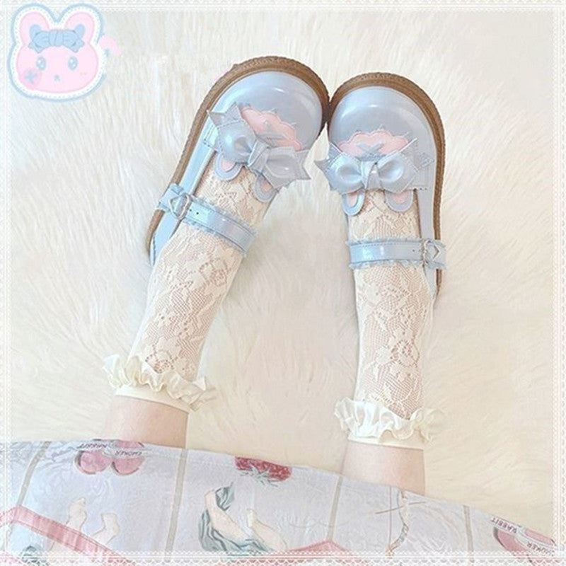 LOLITA CUTE BOW COLOR MATCHING LEATHER SHOES UB2632