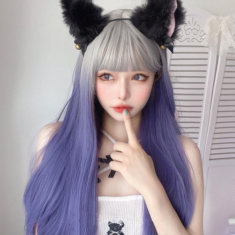[@nightmarekittykat] Purple Gradient Long Straight Wig UB3204