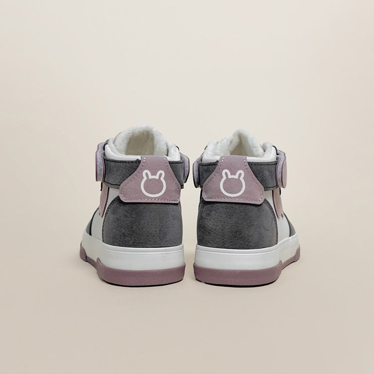 Cute pink warm plus velvet shoes girl student sports sneakers UB3533