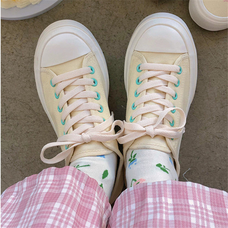 TULIP FLOWER EMBROIDERED CANVAS SHOES UB2627