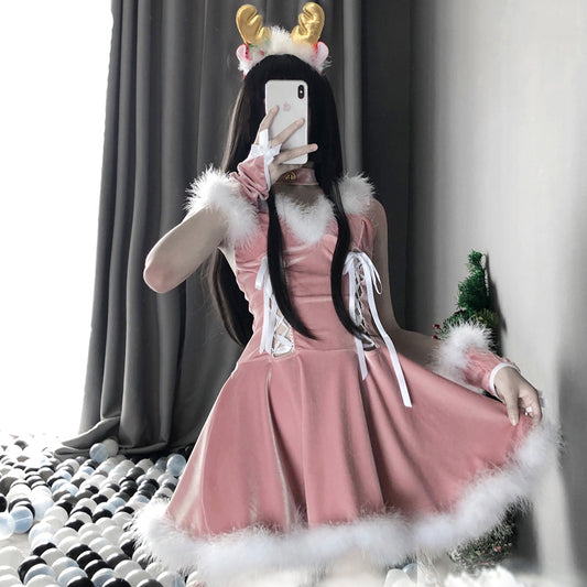 DREAMY PINK CHRISTMAS MAID OUTFIT UB3358