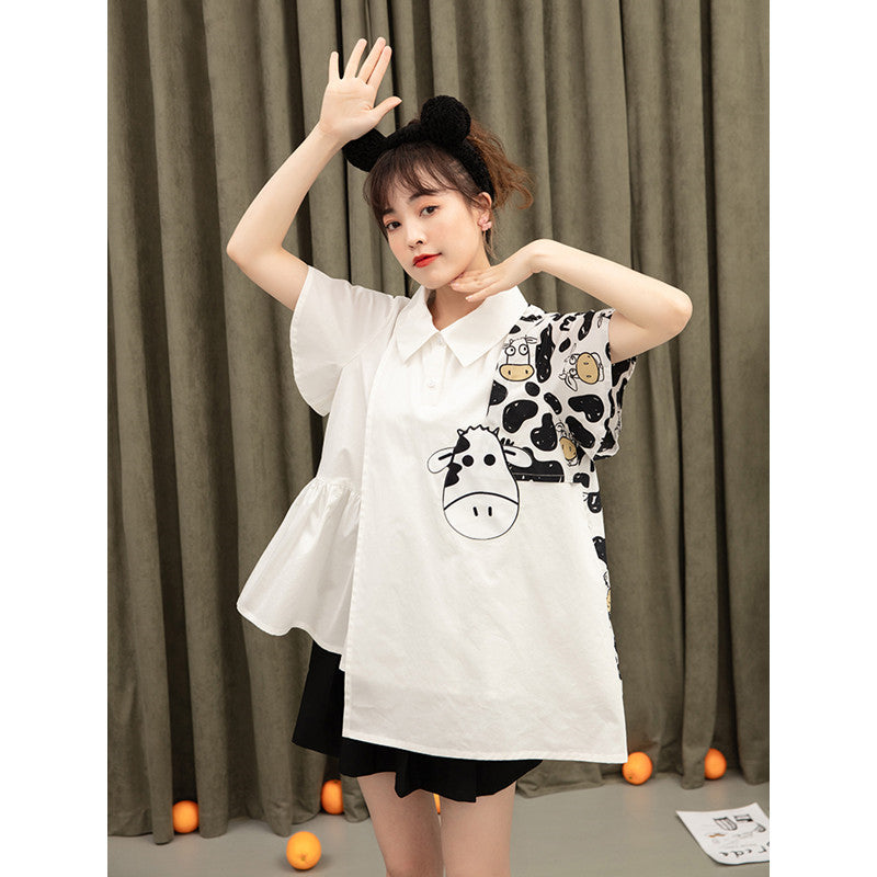 White Cow Irregular Shirt UB3219