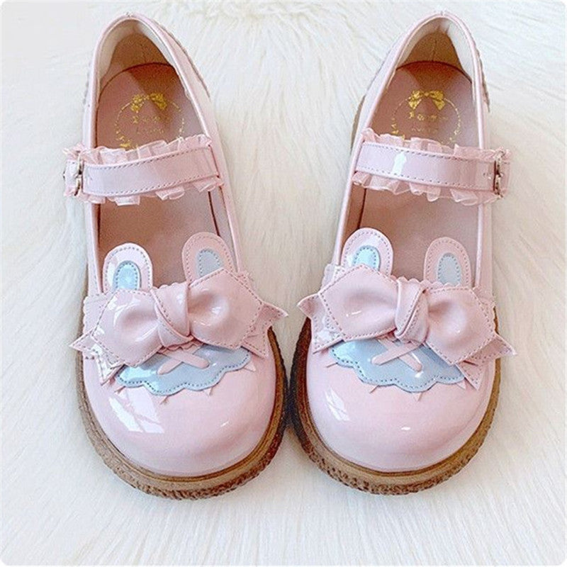 LOLITA CUTE BOW COLOR MATCHING LEATHER SHOES UB2632