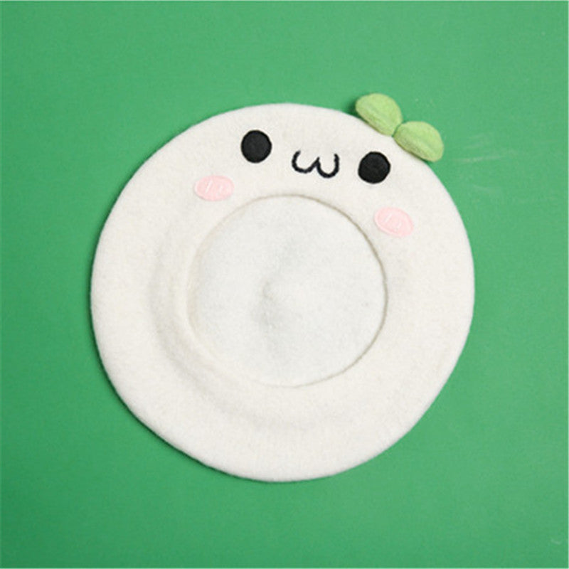 CUTE PANDA EMOJI WOOL BERET UB3419