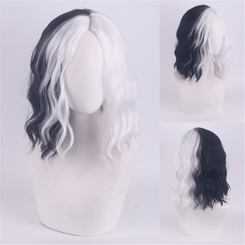 COSPLAY KUILA BLACK WHITE WITCH COLOR MATCHING WIG UB2643