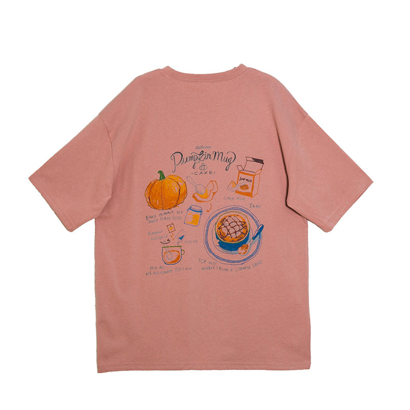 Ta-da Pumpkin Mug Cotton Short Sleeves Cute Shirt UB6316