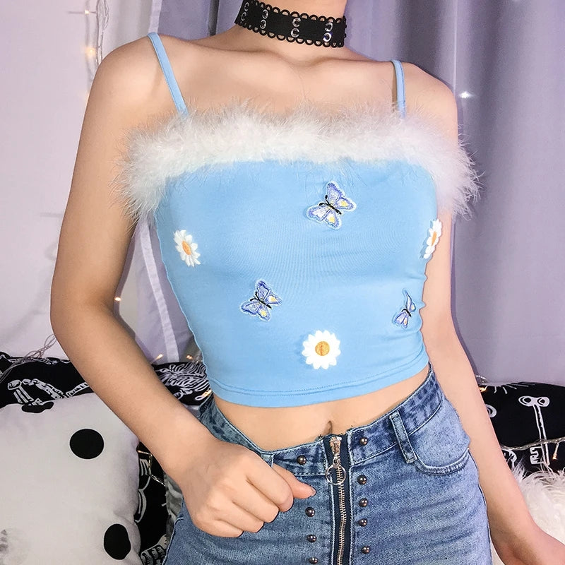 [@_chibikaty] "BUTTERFLY FLOWER BLUE" TOP Y021601REVIEW